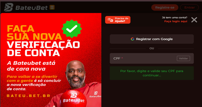 Como se cadastrar na Bateubet